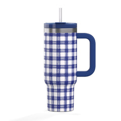 Road Trip Tumbler Cobalt Gingham | Rtic Drinkware|Clearance