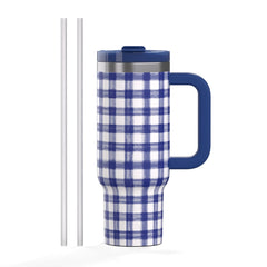 Road Trip Tumbler Cobalt Gingham | Rtic Drinkware|Clearance