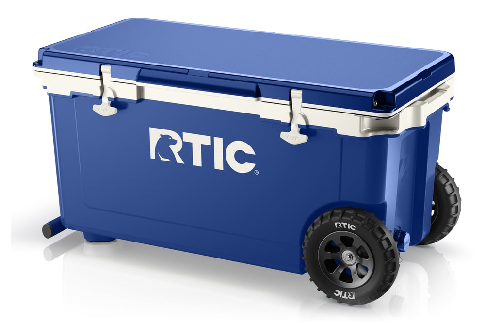 72 QT Ultra-Light Wheeled Cooler Cobalt & White | Rtic Hard Coolers
