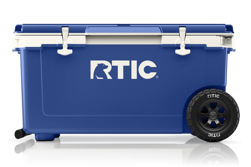 72 QT Ultra-Light Wheeled Cooler Cobalt & White | Rtic Hard Coolers