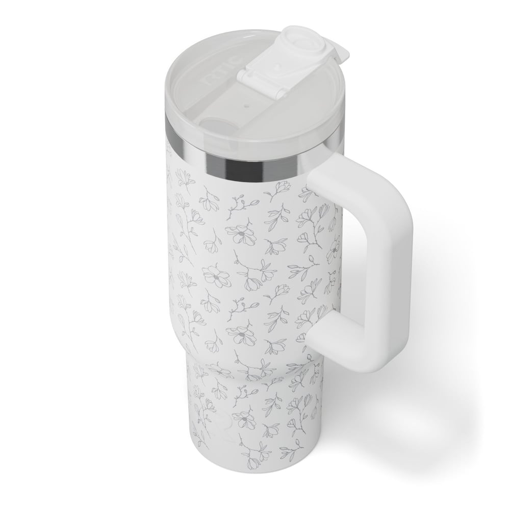 Road Trip Tumbler White Magnolias | Rtic Drinkware|Clearance