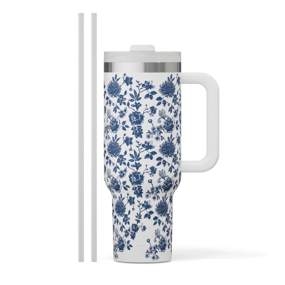 Road Trip Tumbler Blue Bouquet | Rtic Drinkware|Clearance