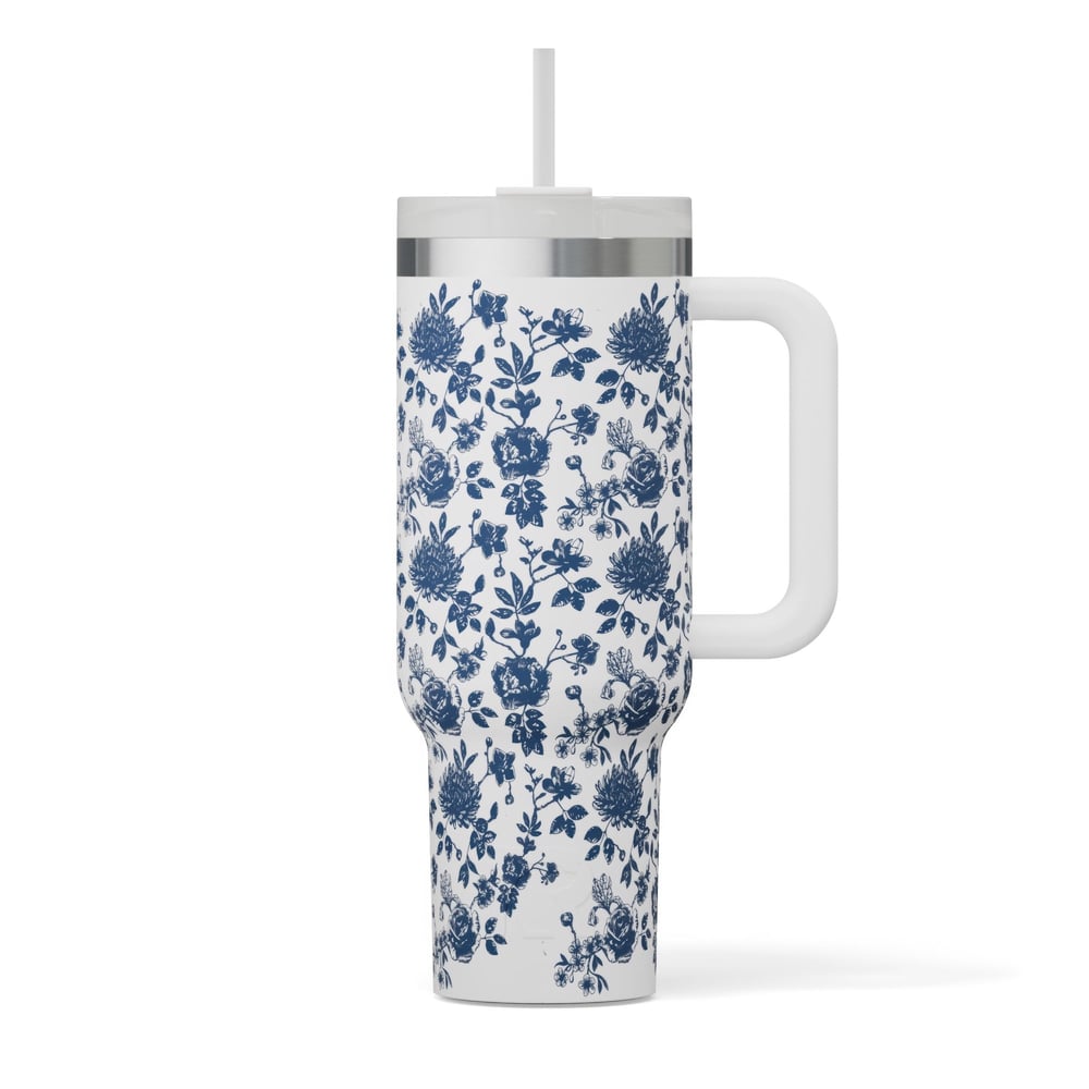 Road Trip Tumbler Blue Bouquet | Rtic Drinkware|Clearance