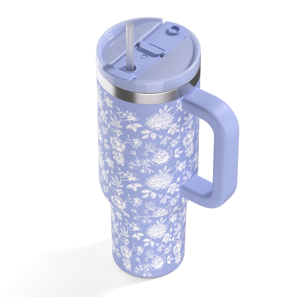 Road Trip Tumbler Periwinkle Bouquet | Rtic Drinkware|Clearance