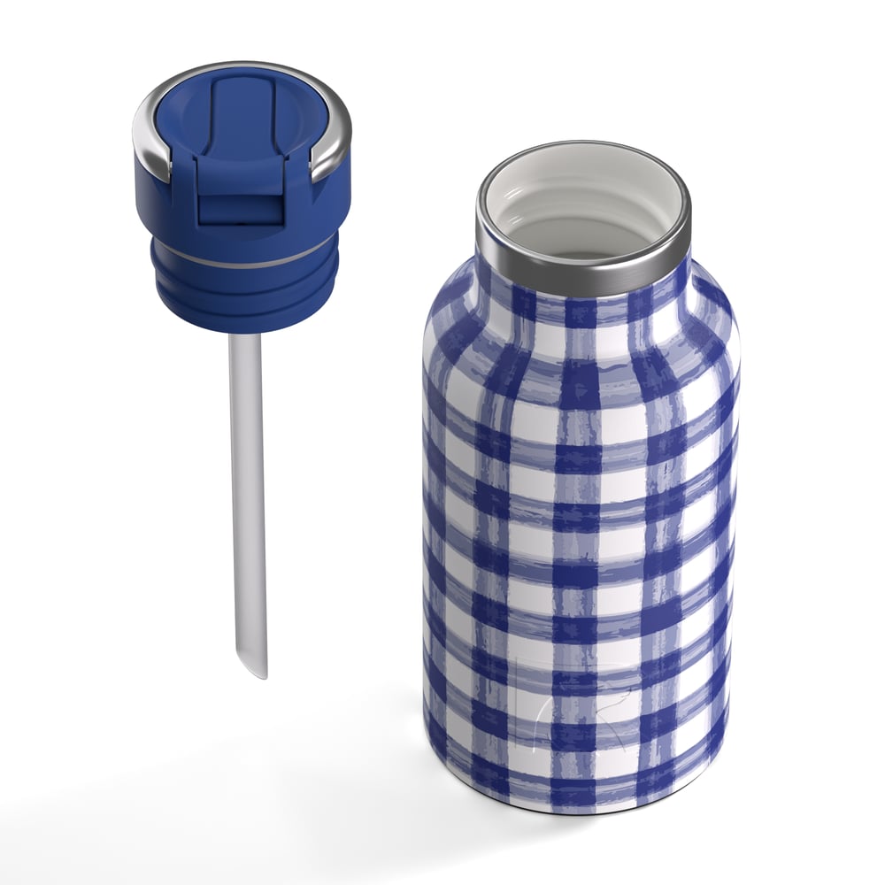 12oz Little Journey Bottle Cobalt Gingham | Rtic Drinkware|Gear|Clearance